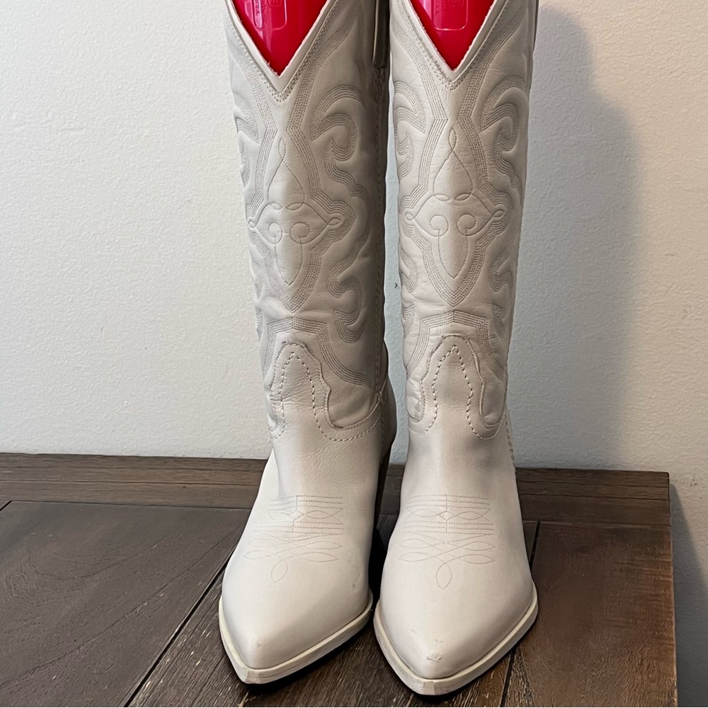 Steve Madden West White Heeled Western Cowgirl Boots Womens size 10 - Picture 6 of 12